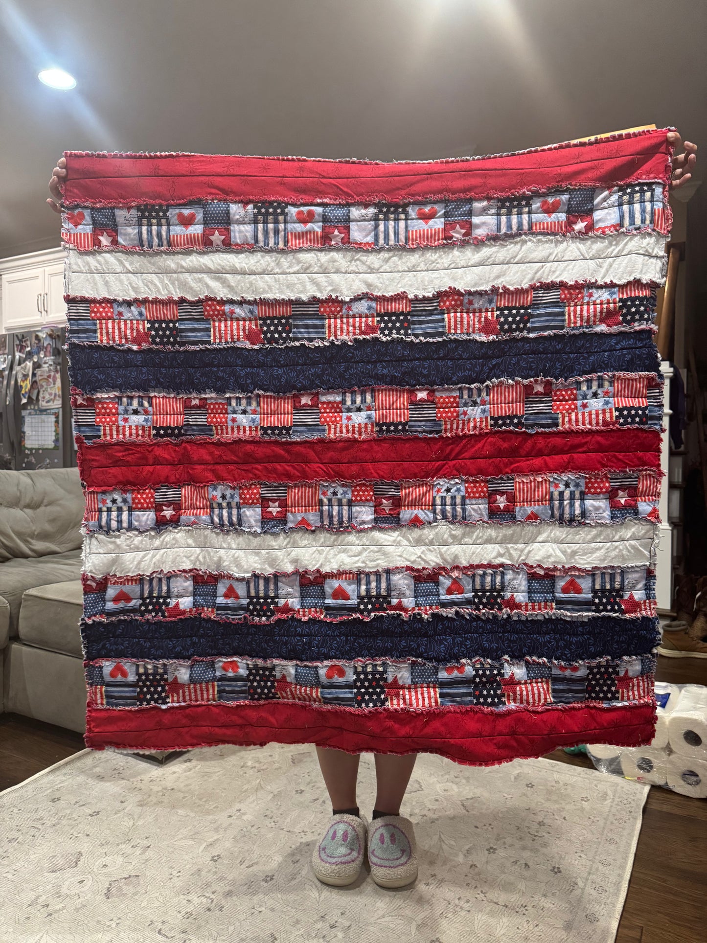 Handmade Patriotic Rag Quilt