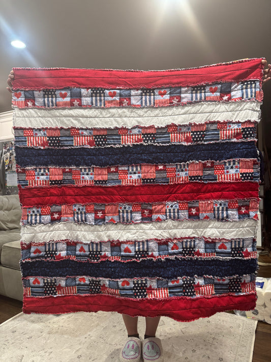 Handmade Patriotic Rag Quilt